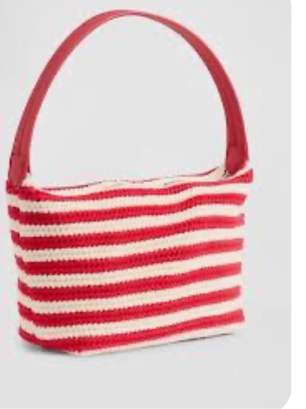 GAP Red and Cream Striped Crochet Shoulder Bag with Red Strap